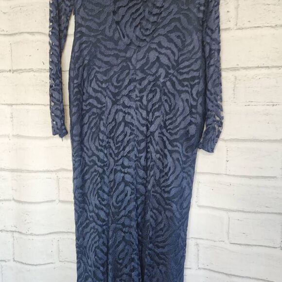Monique Lhuillier Lined Lace Silk Gown Dress Navy Size 10 - Picture 11 of 16